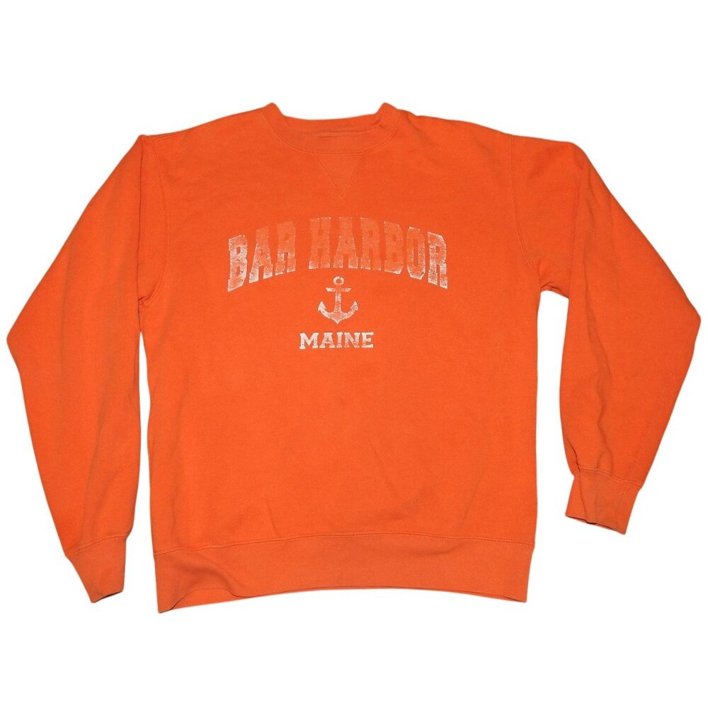 Bar Harbor Maine Orange Pullover Crew Neck Sweatshirt Adult Small